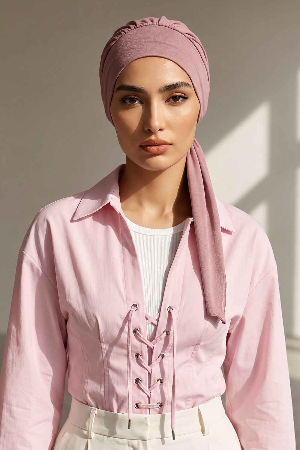 Chic Instant Turban Headscarf, Ready to Wear Instant Hijab, Easy Wrap & Trendy Turban Hijab Design, Stylish Chemo Cancer Cap for Women,B-49 Dusty Rose