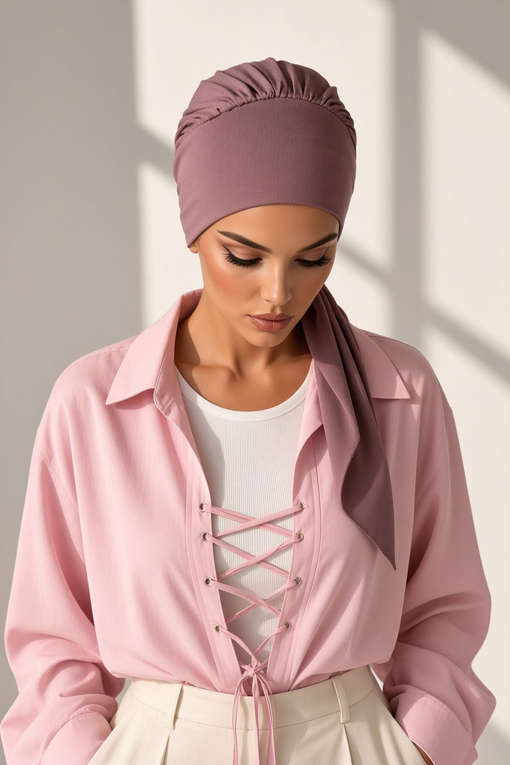 Chic Instant Turban Headscarf, Ready to Wear Instant Hijab, Easy Wrap & Trendy Turban Hijab Design, Stylish Chemo Cancer Cap for Women,B-49