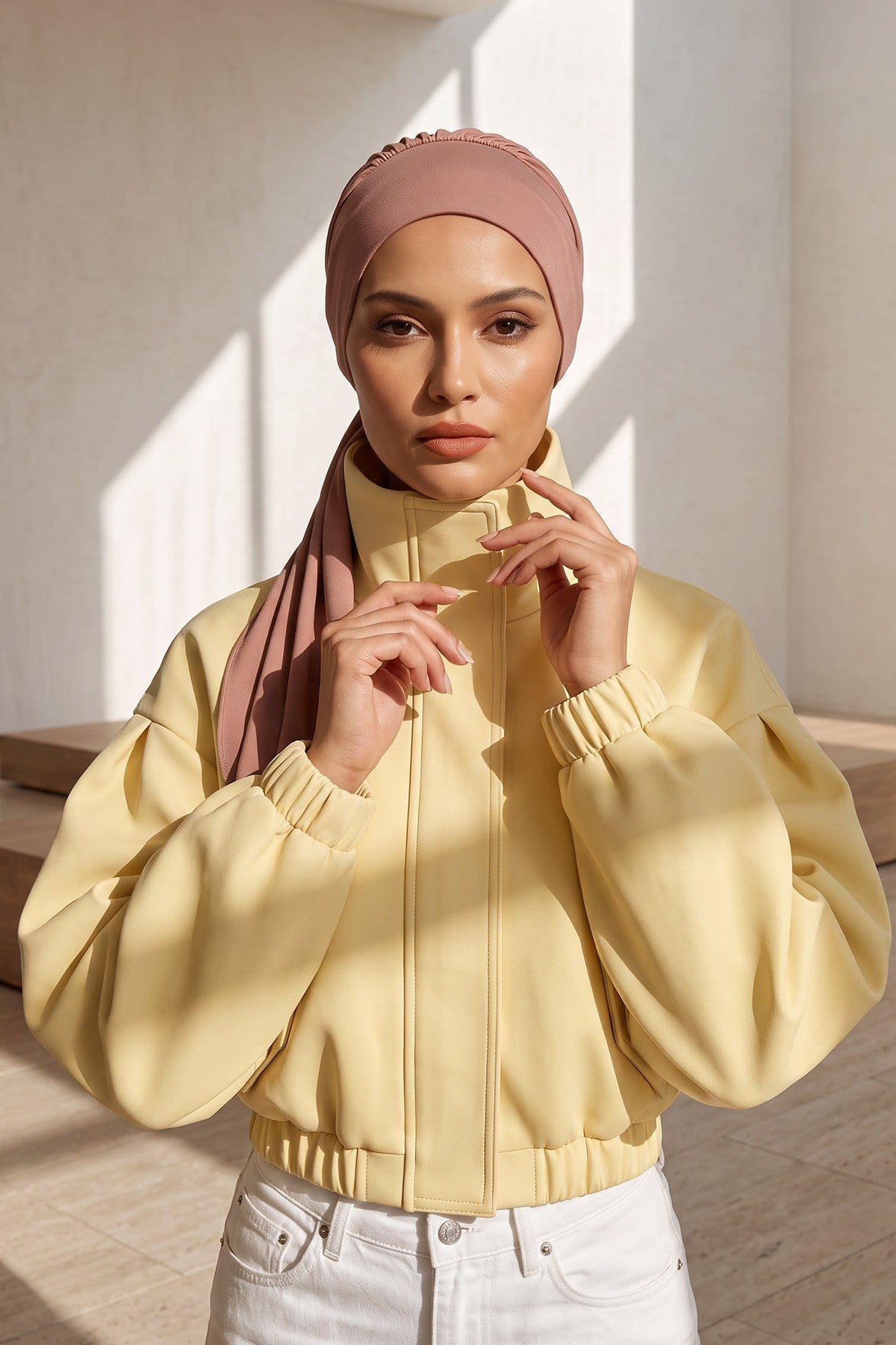 Chic Instant Turban Headscarf, Ready to Wear Instant Hijab, Easy Wrap & Trendy Turban Hijab Design, Stylish Chemo Cancer Cap for Women,B-49 Cappucino