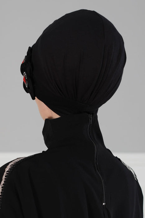 Chic Newsboy Women Visor Cap with Beautiful Accessories, Muslim Stylish Head Covering, Elegant Plain Color Visor Turban Bonnet Cap Hat,B-43