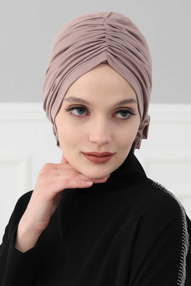 Chic Rose Accent Instant Turban Hijab for Women, Cotton Scarf Chemo Head Wrap, Plain Bonnet Cap with a Beautiful Big Handmade Rose,B-21