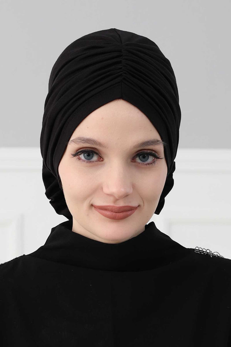 Chic Rose Accent Instant Turban Hijab for Women, Cotton Scarf Chemo Head Wrap, Plain Bonnet Cap with a Beautiful Big Handmade Rose,B-21