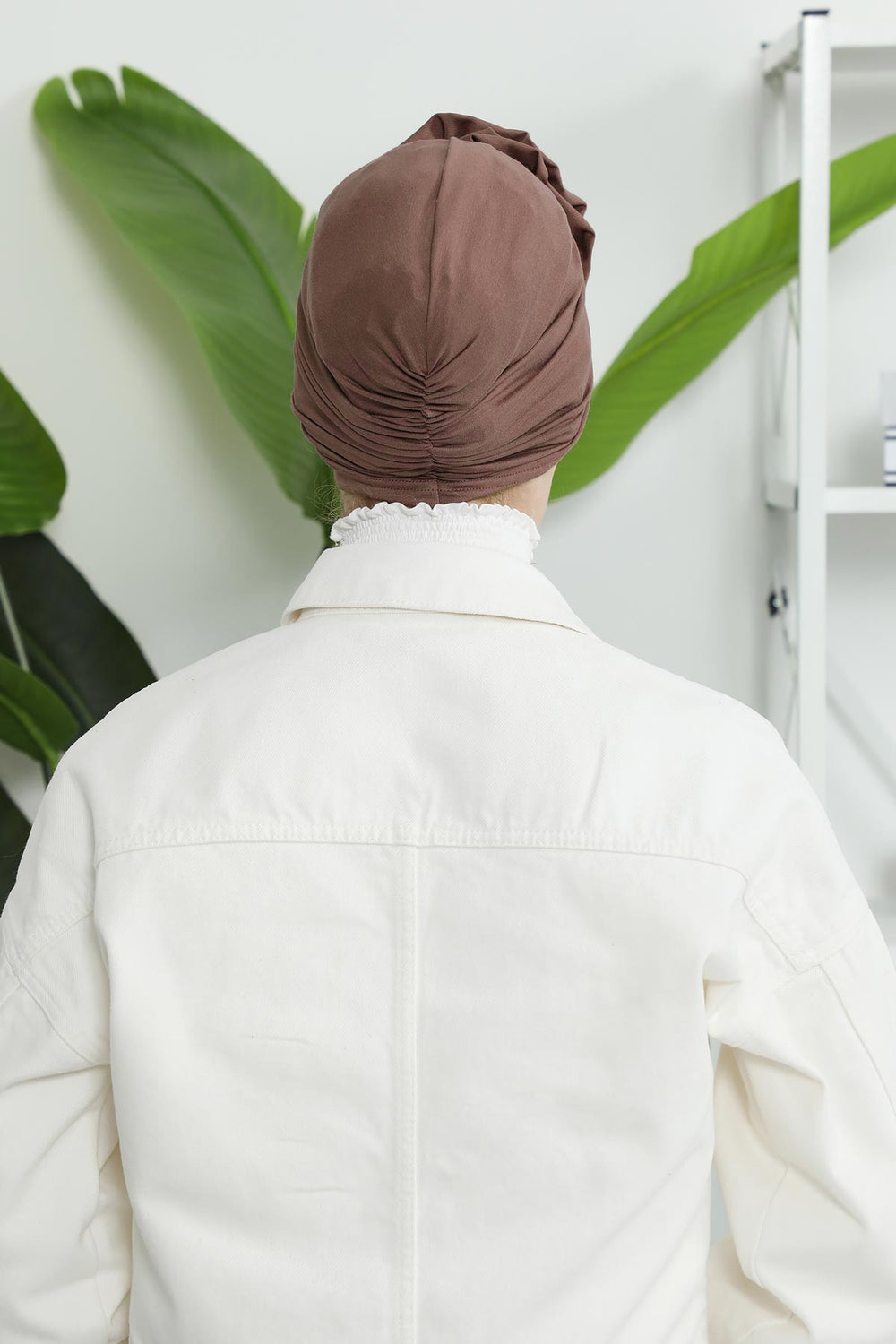 Chic Rose Accent Instant Turban Hijab for Women, Cotton Scarf Chemo Head Wrap, Plain Bonnet Cap with a Beautiful Big Handmade Rose,B-21