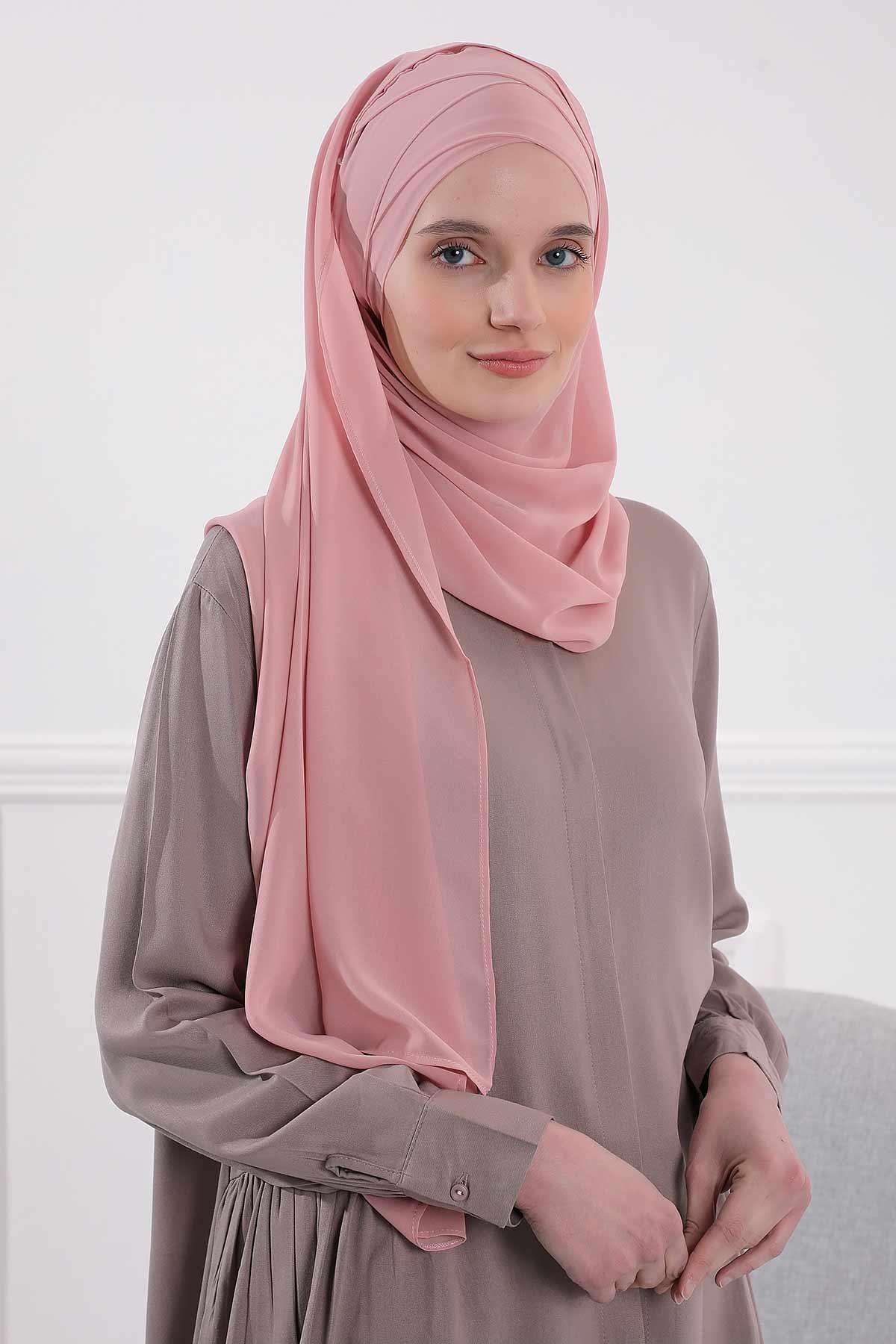 Premium Chiffon Shawl Hijab for Everyday Wear, Lightweight Breathable Women's Headscarf, Soft Chiffon Hijab Scarf for Women,CPS-15 Powder