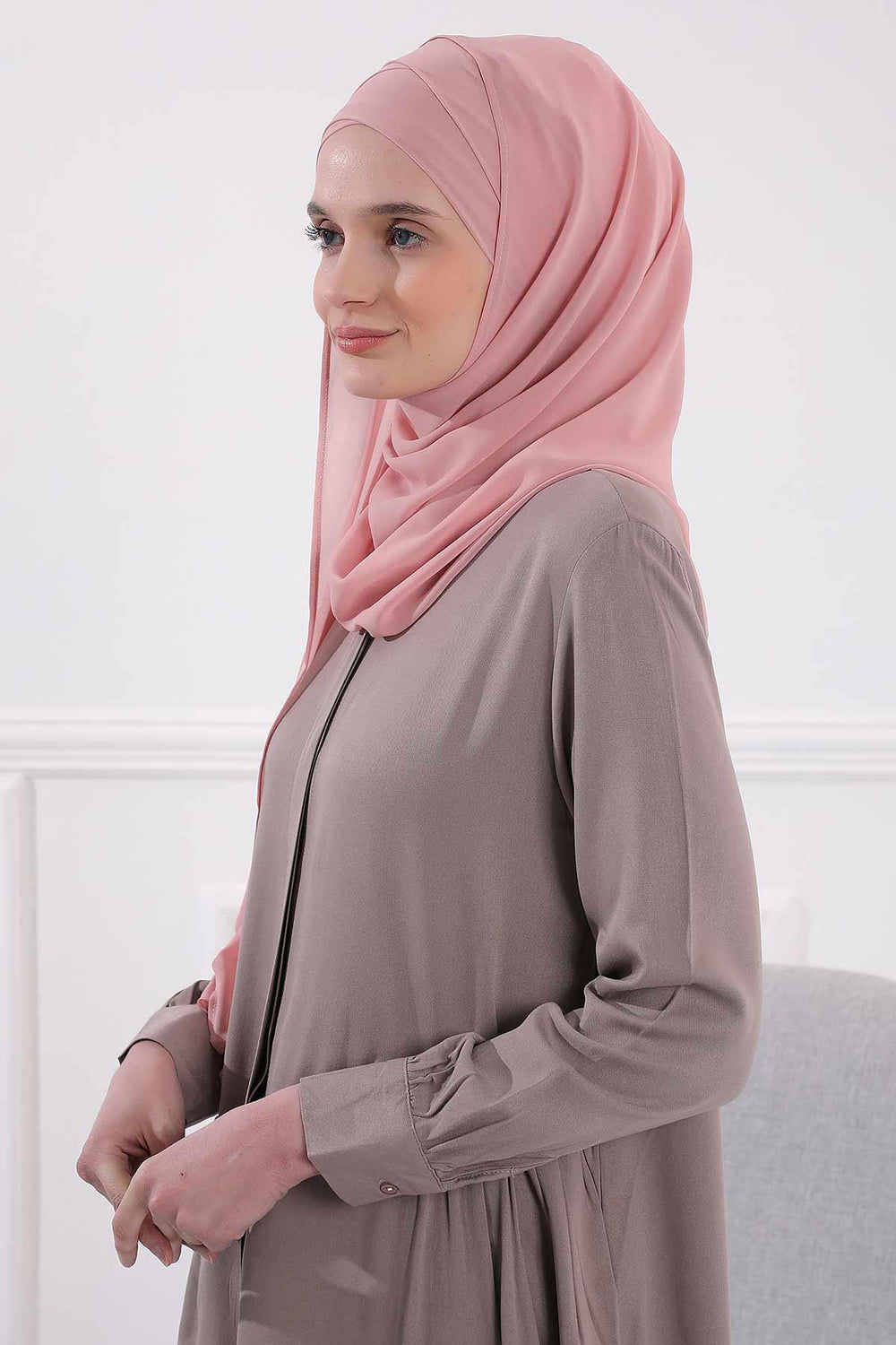 Premium Chiffon Shawl Hijab for Everyday Wear, Lightweight Breathable Women's Headscarf, Soft Chiffon Hijab Scarf for Women,CPS-15 Powder