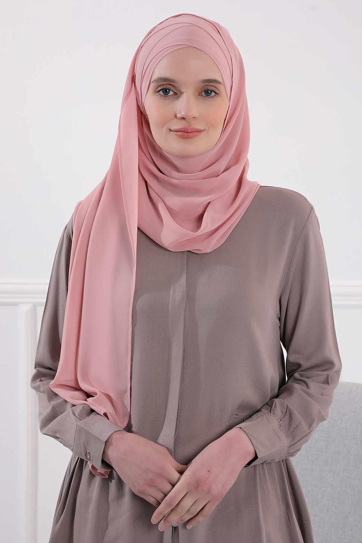 Premium Chiffon Shawl Hijab for Everyday Wear, Lightweight Breathable Women's Headscarf, Soft Chiffon Hijab Scarf for Women,CPS-15 Powder
