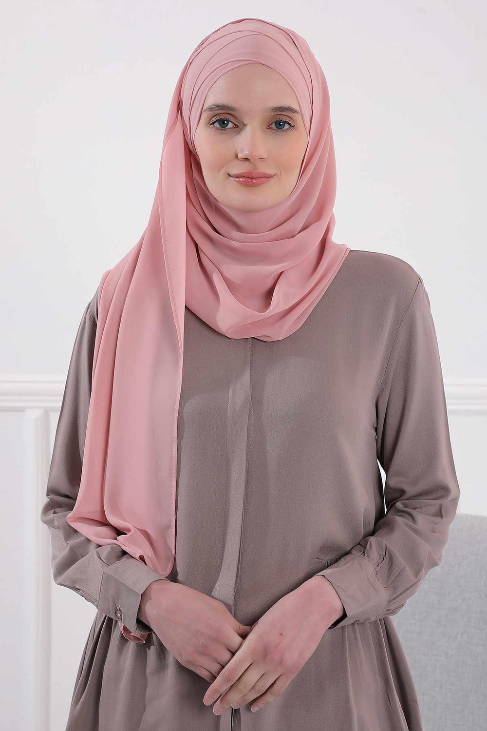 Premium Chiffon Shawl Hijab for Everyday Wear, Lightweight Breathable Women's Headscarf, Soft Chiffon Hijab Scarf for Women,CPS-15 Powder