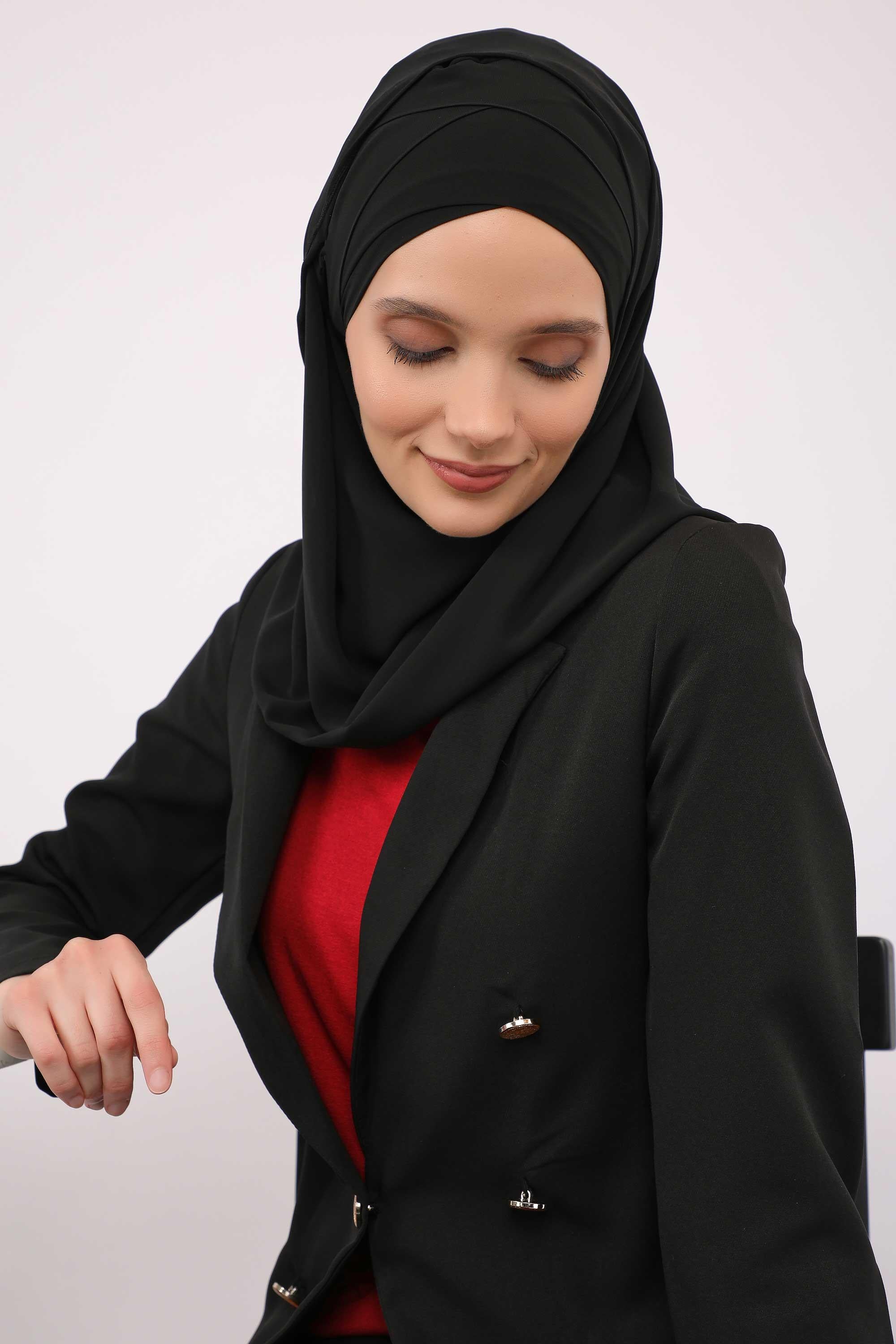 Premium Chiffon Shawl Hijab for Everyday Wear, Lightweight Breathable Women's Headscarf, Soft Chiffon Hijab Scarf for Women,CPS-15 Black