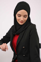 Premium Chiffon Shawl Hijab for Everyday Wear, Lightweight Breathable Women's Headscarf, Soft Chiffon Hijab Scarf for Women,CPS-15 Black