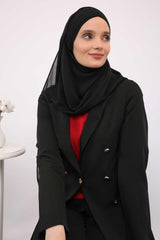 Premium Chiffon Shawl Hijab for Everyday Wear, Lightweight Breathable Women's Headscarf, Soft Chiffon Hijab Scarf for Women,CPS-15 Black