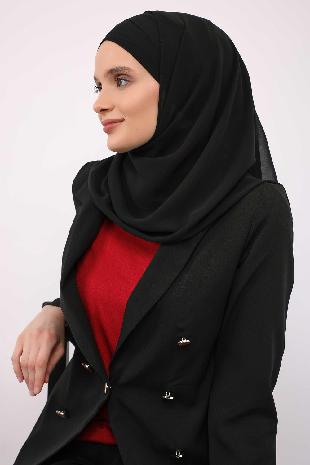 Premium Chiffon Shawl Hijab for Everyday Wear, Lightweight Breathable Women's Headscarf, Soft Chiffon Hijab Scarf for Women,CPS-15 Black