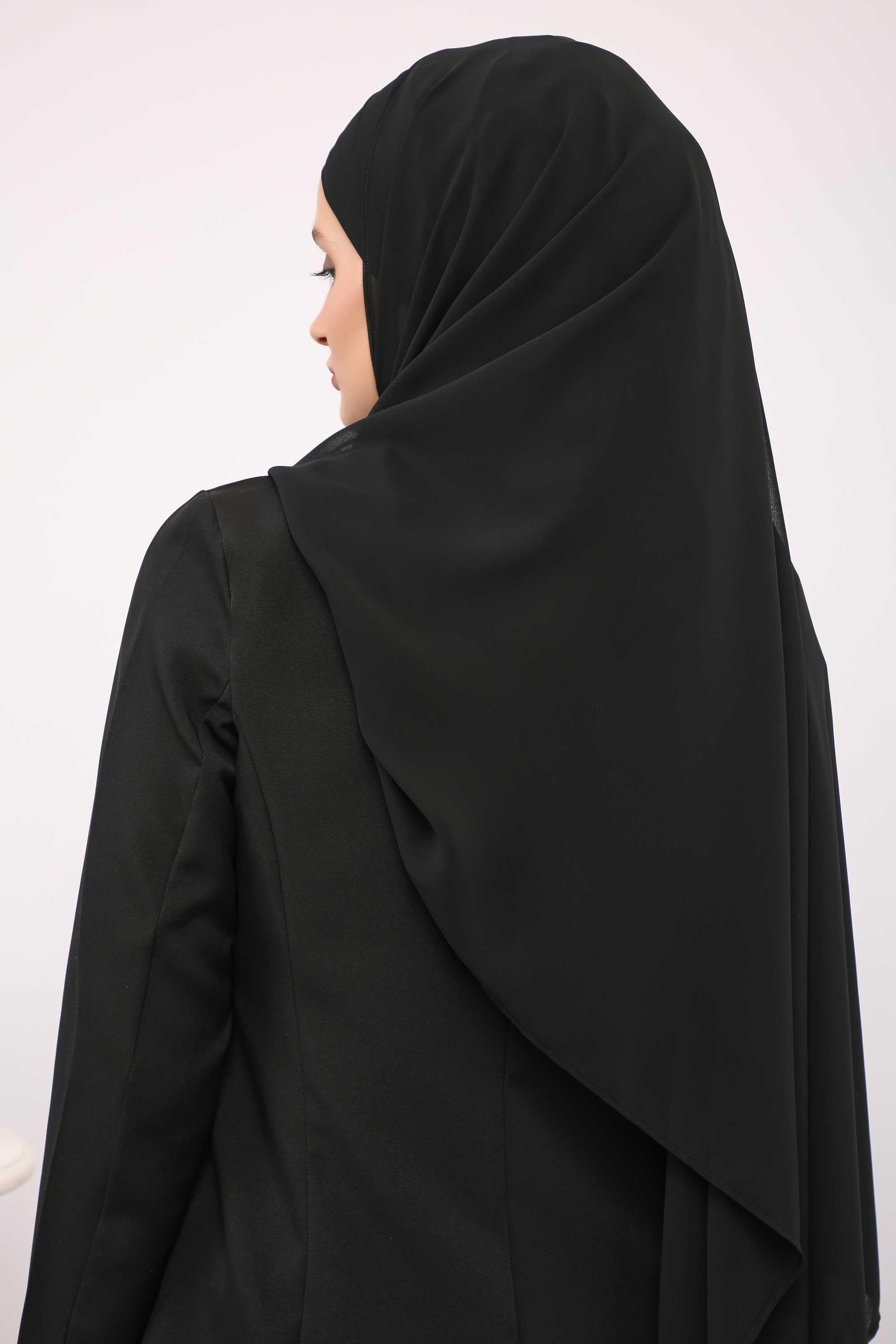 Premium Chiffon Shawl Hijab for Everyday Wear, Lightweight Breathable Women's Headscarf, Soft Chiffon Hijab Scarf for Women,CPS-15 Black