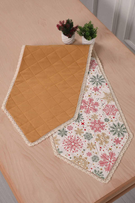 Christmas Table Runner with Lace Embroidery Table Cloth for Home Kitchen Decorations Wedding, Parties, BBQs, Everyday,R-38K