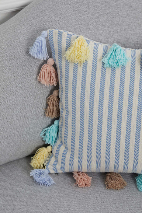 Colorful Tasseled Striped Pattern Throw Pillow Cover,K-272