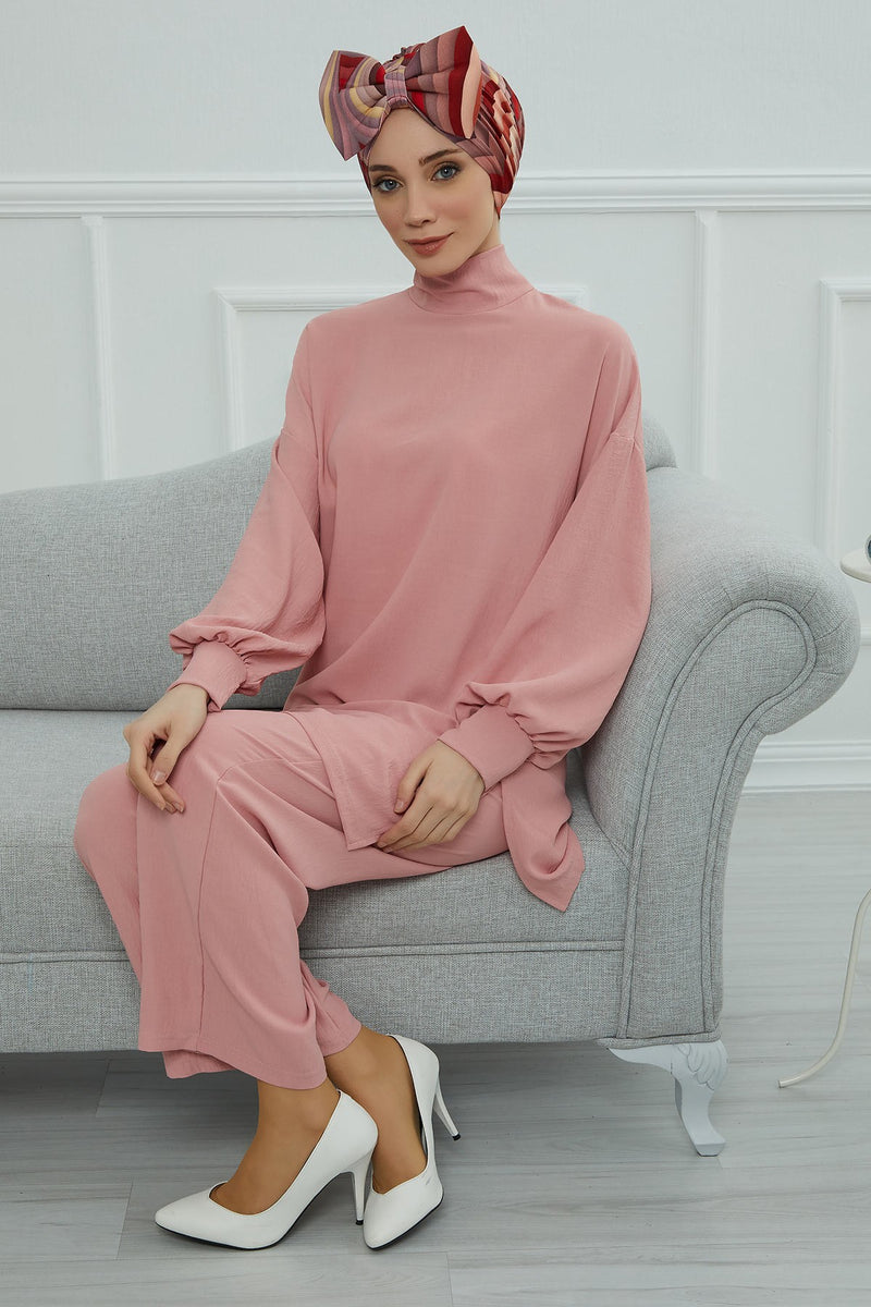 Combed Cotton Patterned Turban Bonnet with a Big Bow, Elegant and Comfortable Pre-Tied Instant Turban Hair Cover for Women,B-11YD