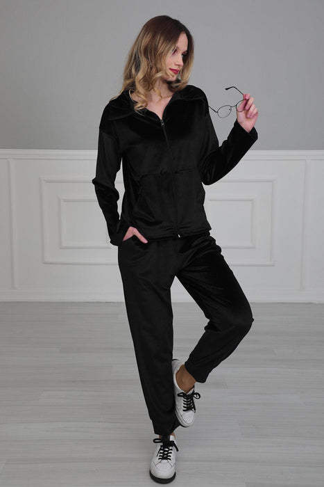 Chic Hooded Tracksuit with Pockets, Velvet Women Tracksuit Pyjamas, One-size-fits-all Casual Velour Sweatsuit for Women,TK-2