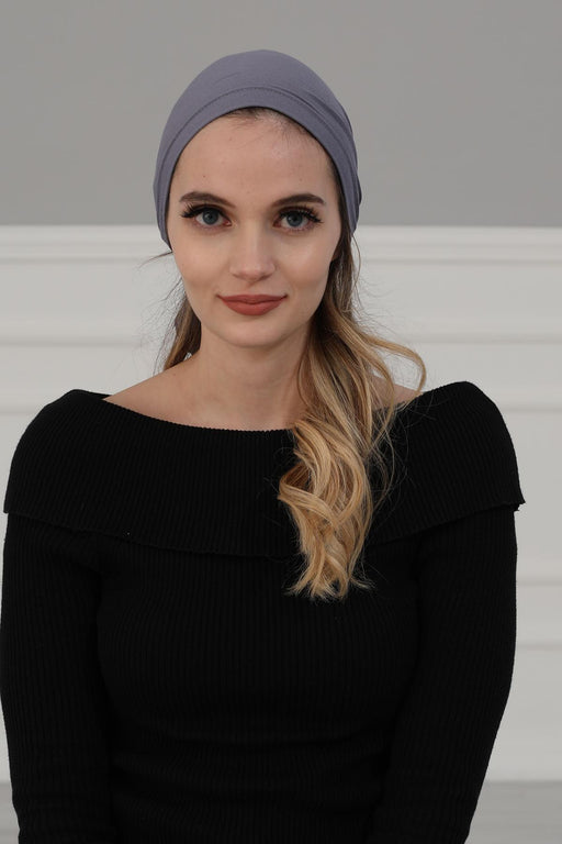 Cotton Chemo Headwear Headwrap Scarf Chemo Caps Gifts Elastic Adjustable Bandana Skull Cap,B-48 Grey