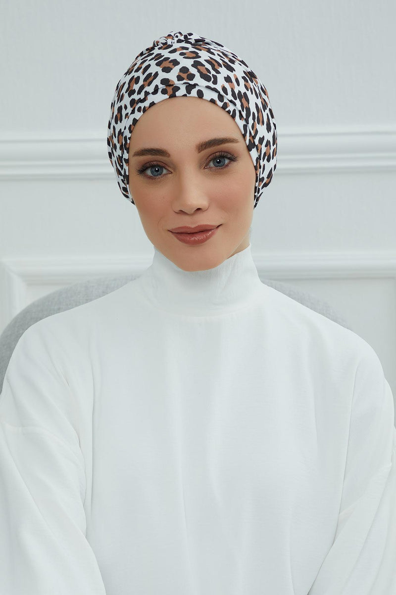 Cotton Printed Instant Turban Scarf For Women with Rose Detail at the Back Side, Stylish Patterned Elegant Turban Bonnet Cap,B-53YD