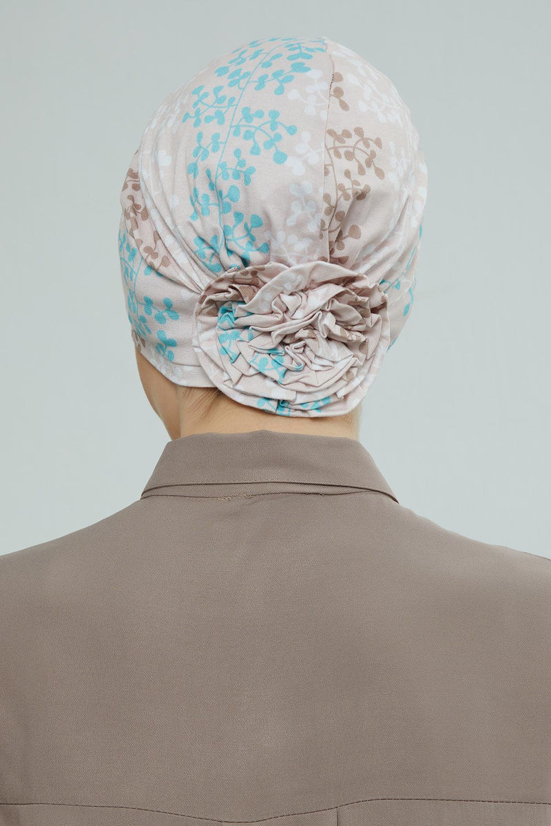 Cotton Printed Instant Turban Scarf For Women with Rose Detail at the Back Side, Stylish Patterned Elegant Turban Bonnet Cap,B-53YD