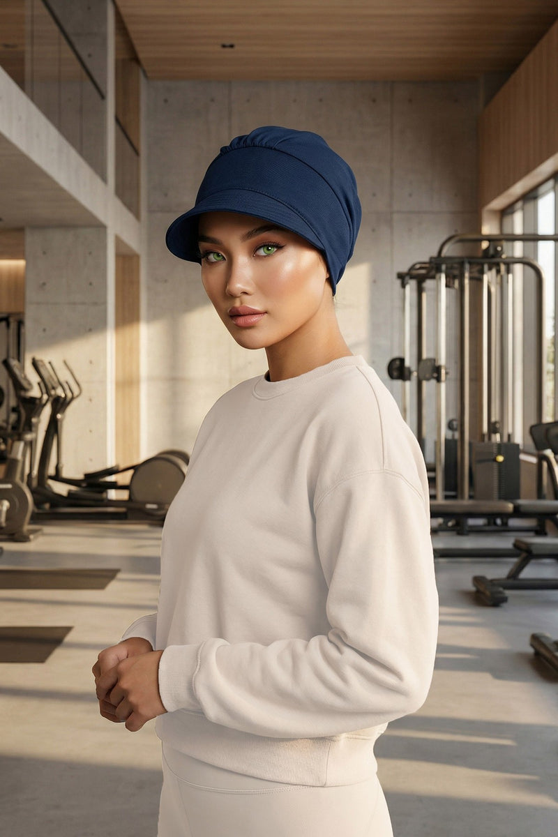 Cotton Visor Women Turban Hat, Sun Protective Newsboy Hat for Women, 95% Cotton Plain Casual Hijab Bonnet Chemo Cap,B-73