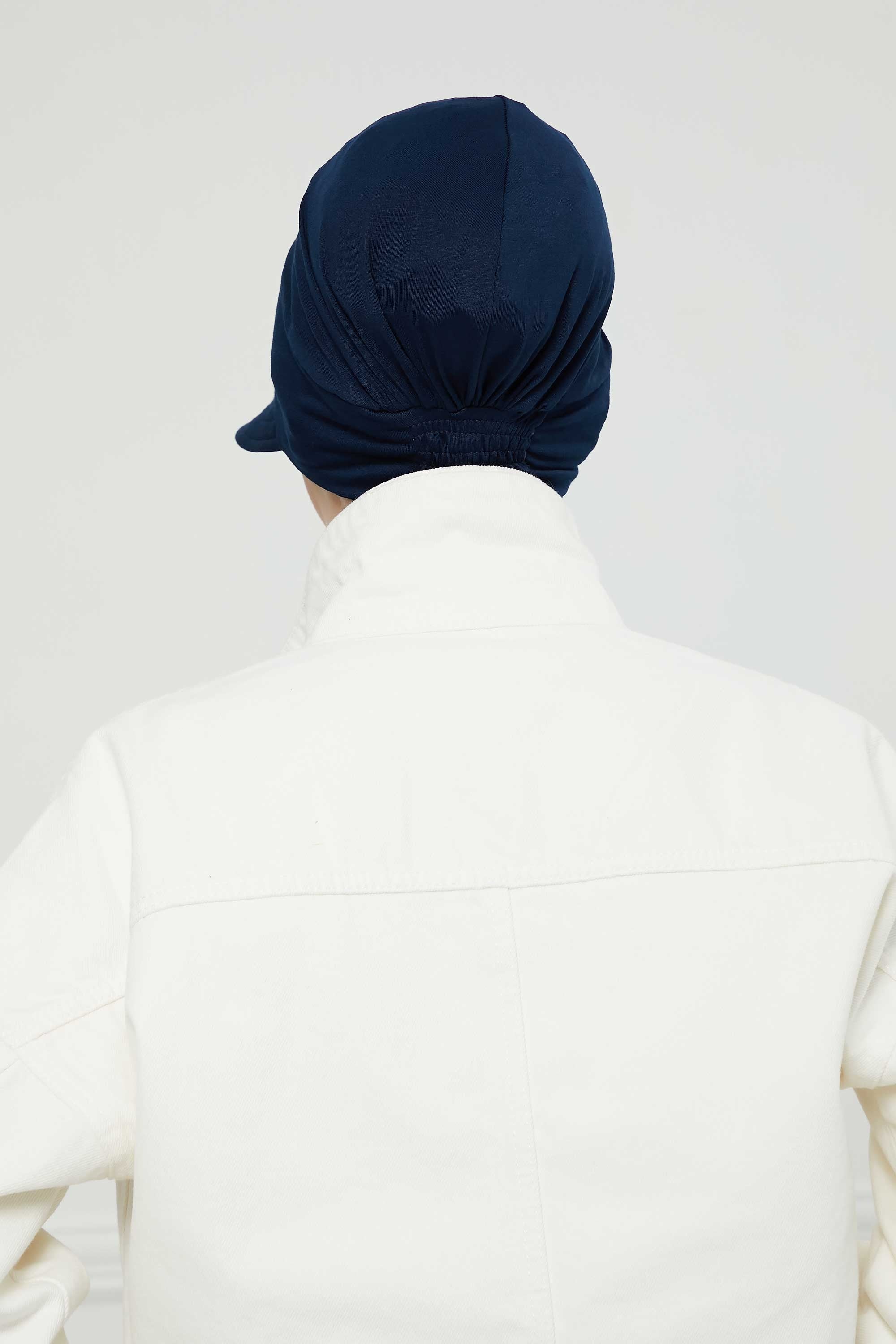 Cotton Visor Women Turban Hat, Sun Protective Newsboy Hat for Women, 95% Cotton Plain Casual Hijab Bonnet Chemo Cap,B-73 Navy Blue