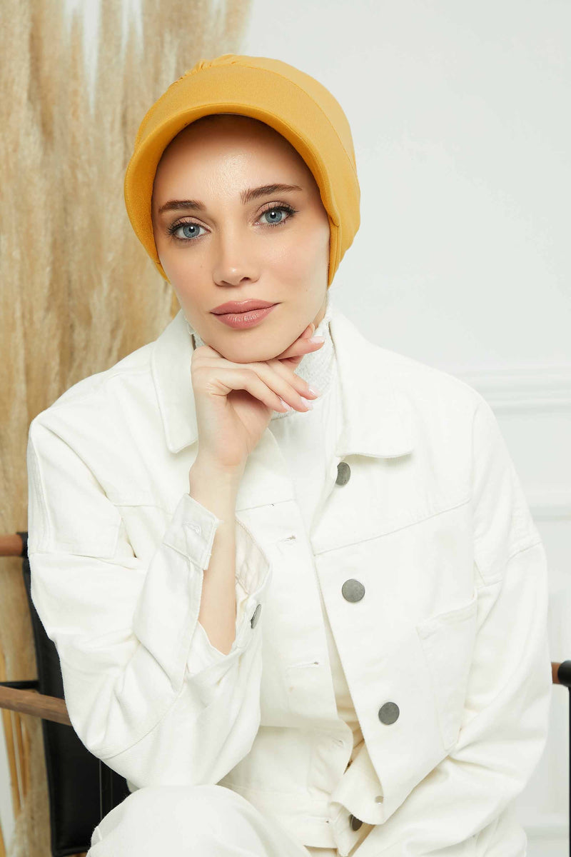 Cotton Visor Women Turban Hat, Sun Protective Newsboy Hat for Women, 95% Cotton Plain Casual Hijab Bonnet Chemo Cap,B-73