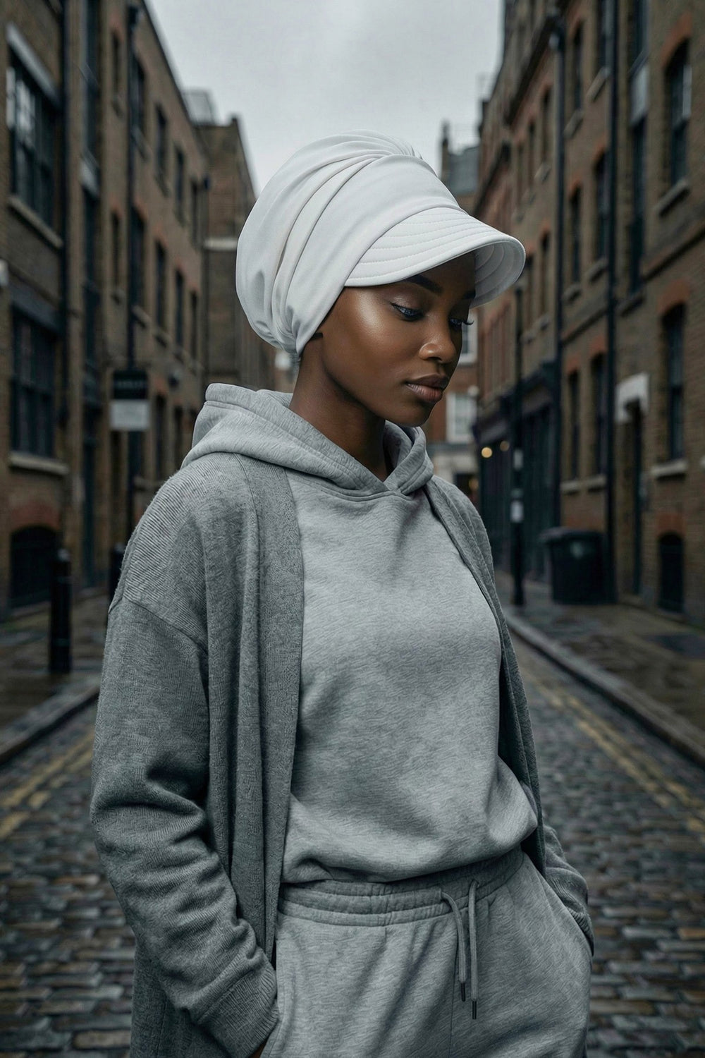 Cotton Visor Women Turban Hat, Sun Protective Newsboy Hat for Women, 95% Cotton Plain Casual Hijab Bonnet Chemo Cap,B-73 White