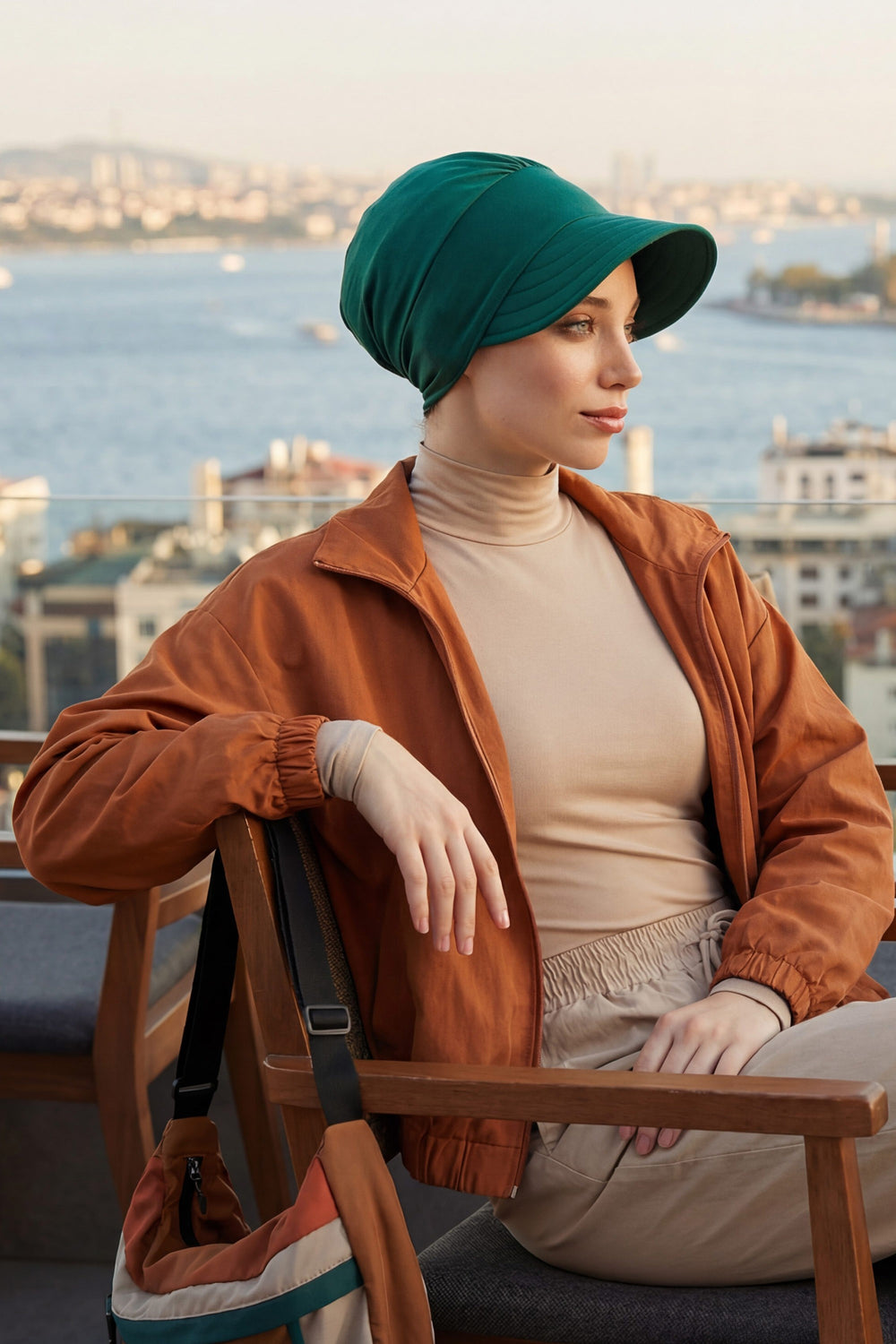 Cotton Visor Women Turban Hat, Sun Protective Newsboy Hat for Women, 95% Cotton Plain Casual Hijab Bonnet Chemo Cap,B-73 Green