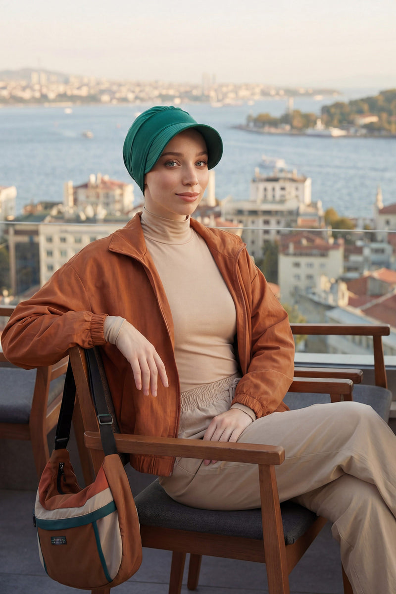 Cotton Visor Women Turban Hat, Sun Protective Newsboy Hat for Women, 95% Cotton Plain Casual Hijab Bonnet Chemo Cap,B-73