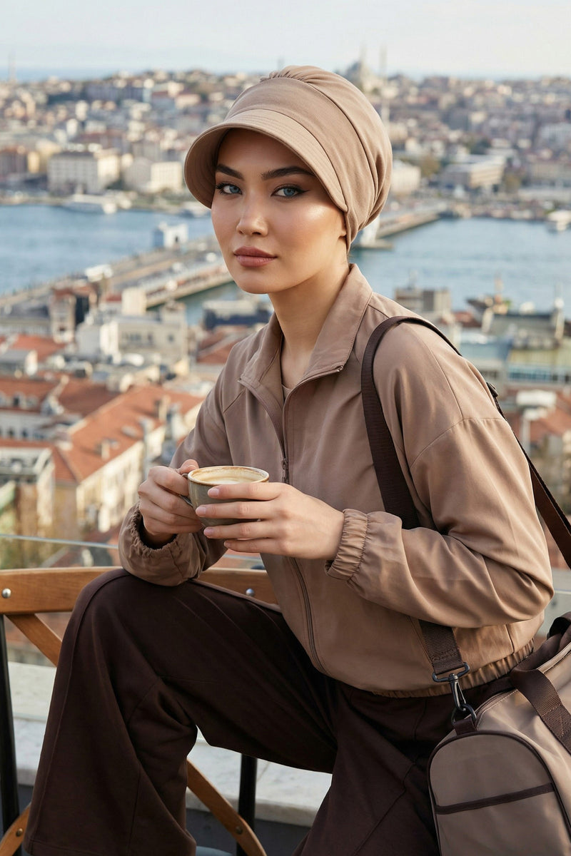 Cotton Visor Women Turban Hat, Sun Protective Newsboy Hat for Women, 95% Cotton Plain Casual Hijab Bonnet Chemo Cap,B-73