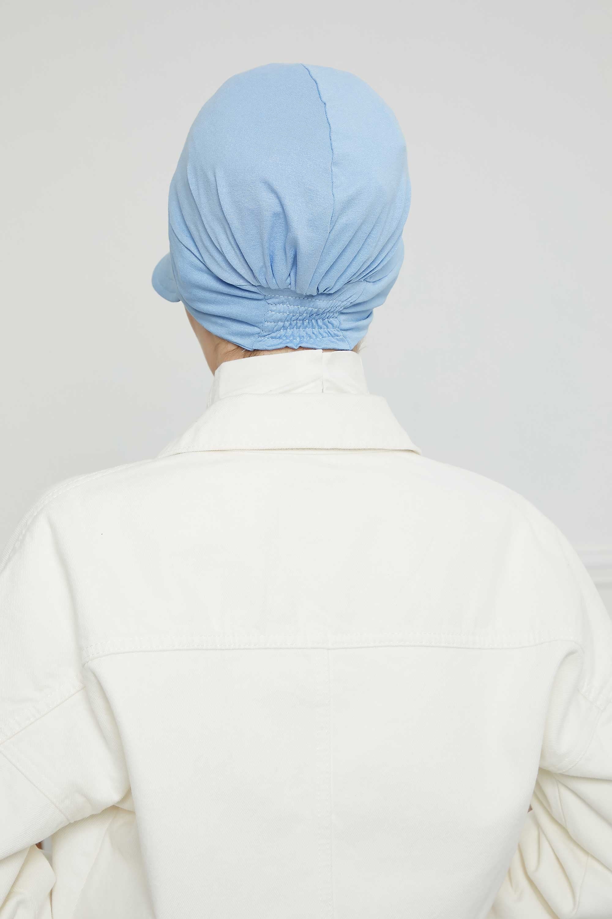 Cotton Visor Women Turban Hat, Sun Protective Newsboy Hat for Women, 95% Cotton Plain Casual Hijab Bonnet Chemo Cap,B-73 Blue