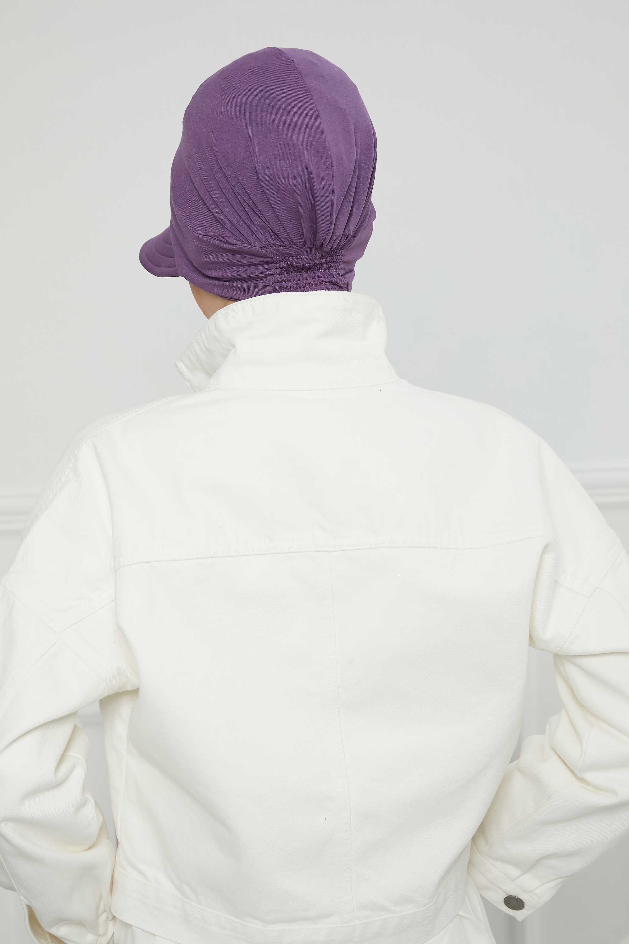 Cotton Visor Women Turban Hat, Sun Protective Newsboy Hat for Women, 95% Cotton Plain Casual Hijab Bonnet Chemo Cap,B-73 Purple 2