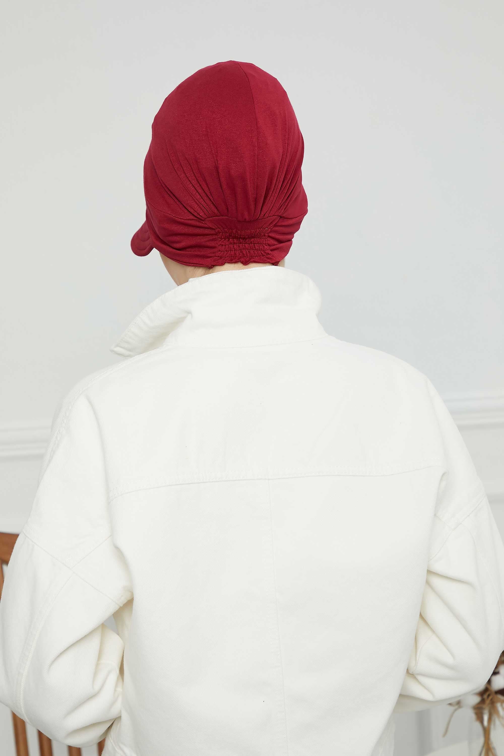 Cotton Visor Women Turban Hat, Sun Protective Newsboy Hat for Women, 95% Cotton Plain Casual Hijab Bonnet Chemo Cap,B-73 Maroon