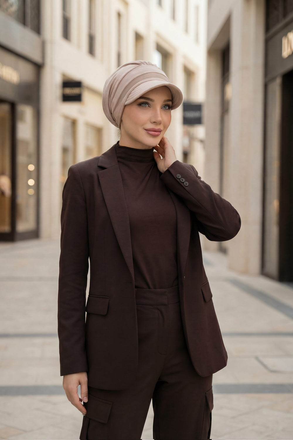 Cotton Visor Women Turban Hat, Sun Protective Newsboy Hat for Women, 95% Cotton Plain Casual Hijab Bonnet Chemo Cap,B-73 Light Mink