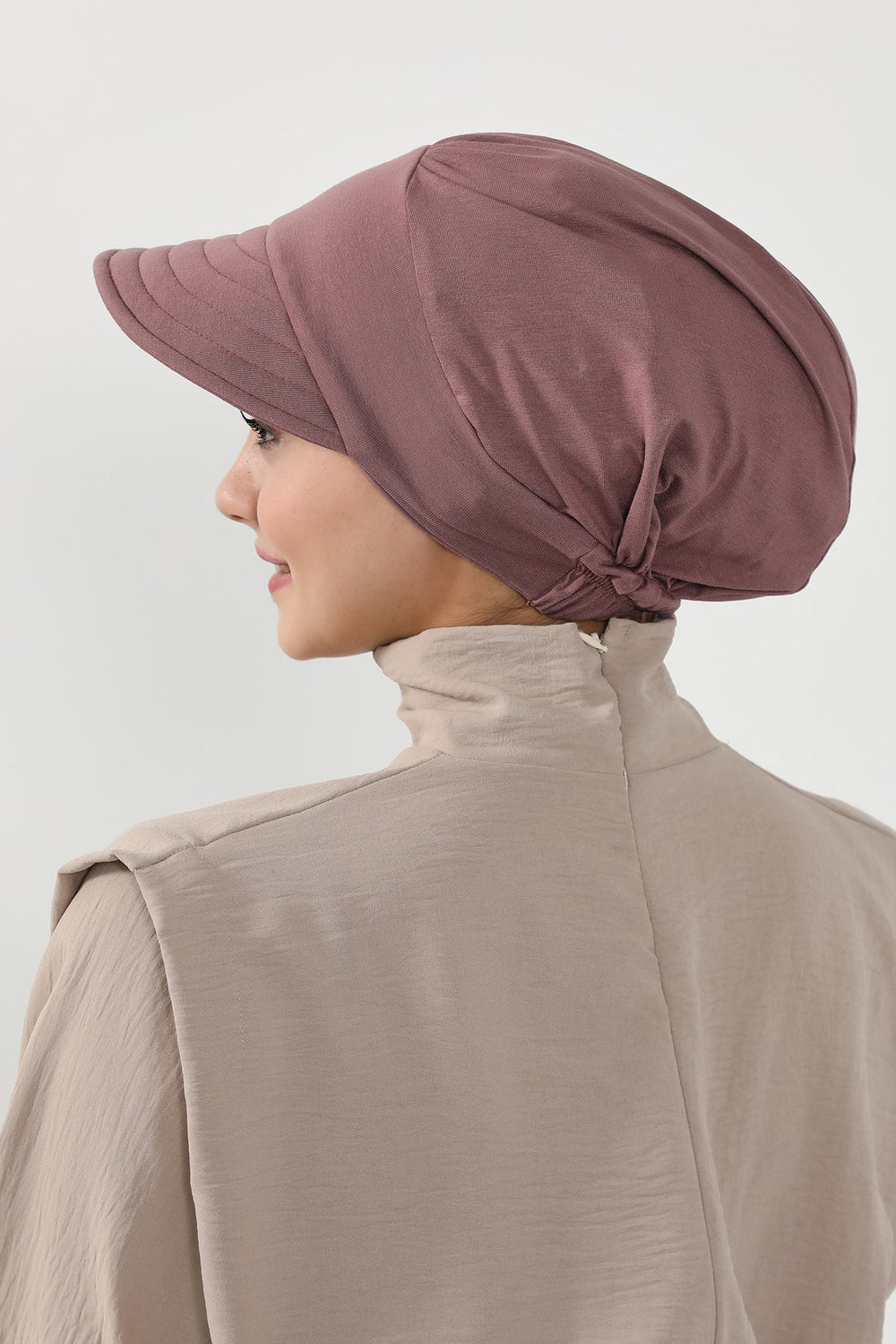 Cotton Visor Women Turban Hat, Sun Protective Newsboy Hat for Women, 95% Cotton Plain Casual Hijab Bonnet Chemo Cap,B-73 Dusty Rose