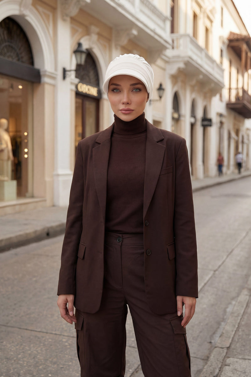 Cotton Visor Women Turban Hat, Sun Protective Newsboy Hat for Women, 95% Cotton Plain Casual Hijab Bonnet Chemo Cap,B-73