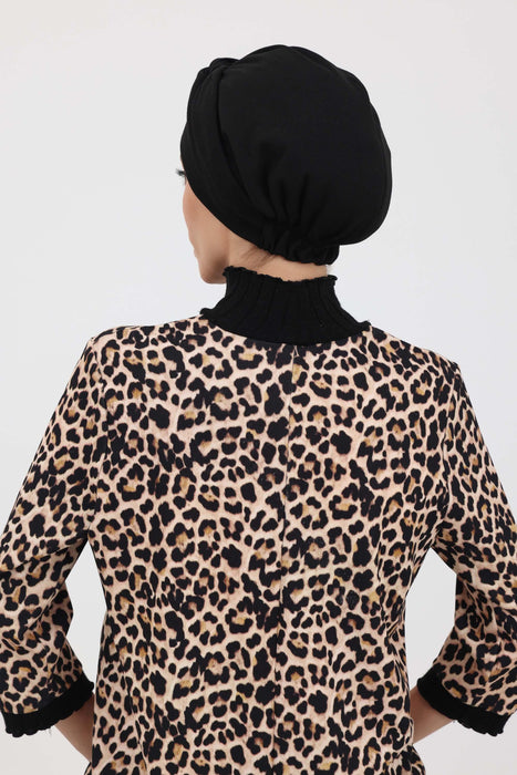 Gemütliche Winter-Turbanhaube im Maharadscha-Stil, weicher Polyviskose-Interlock-Stoff, dehnbares Kopftuch in Einheitsgröße, ideal für kaltes Wetter, B-4IV