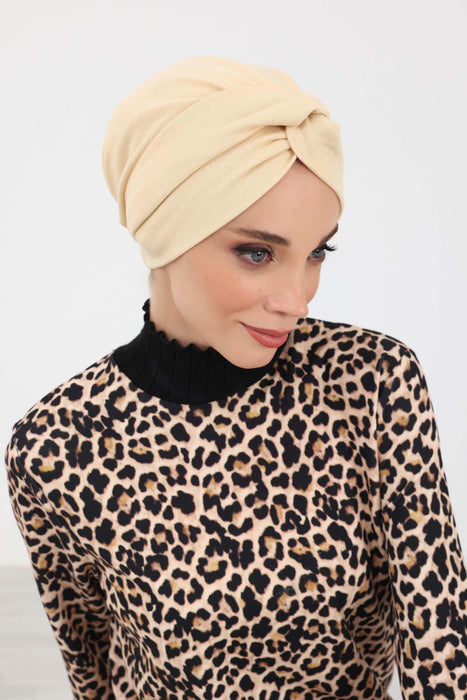 Gemütliche Winter-Turbanhaube im Maharadscha-Stil, weicher Polyviskose-Interlock-Stoff, dehnbares Kopftuch in Einheitsgröße, ideal für kaltes Wetter, B-4IV