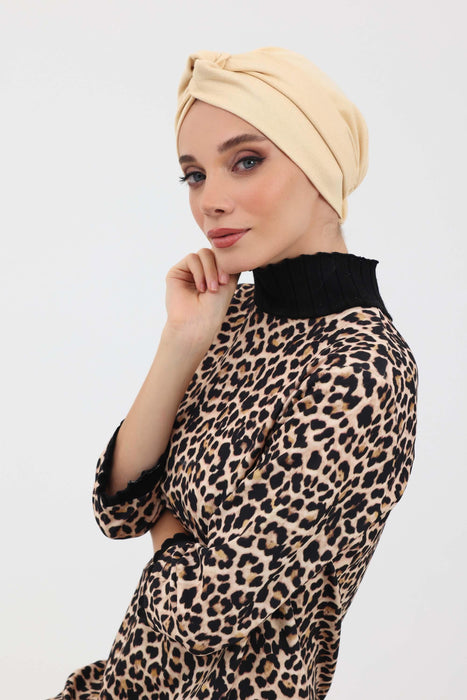Gemütliche Winter-Turbanhaube im Maharadscha-Stil, weicher Polyviskose-Interlock-Stoff, dehnbares Kopftuch in Einheitsgröße, ideal für kaltes Wetter, B-4IV