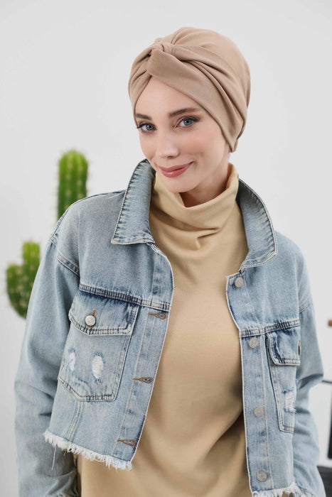 Gemütliche Winter-Turbanhaube im Maharadscha-Stil, weicher Polyviskose-Interlock-Stoff, dehnbares Kopftuch in Einheitsgröße, ideal für kaltes Wetter, B-4IV