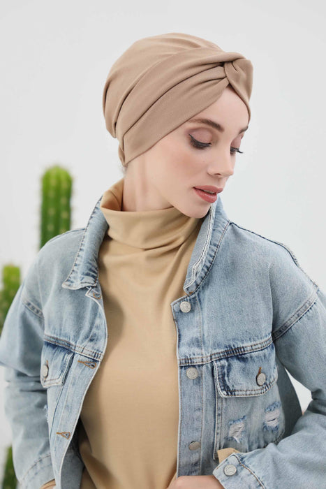 Gemütliche Winter-Turbanhaube im Maharadscha-Stil, weicher Polyviskose-Interlock-Stoff, dehnbares Kopftuch in Einheitsgröße, ideal für kaltes Wetter, B-4IV