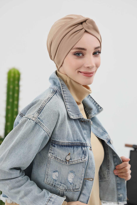 Gemütliche Winter-Turbanhaube im Maharadscha-Stil, weicher Polyviskose-Interlock-Stoff, dehnbares Kopftuch in Einheitsgröße, ideal für kaltes Wetter, B-4IV