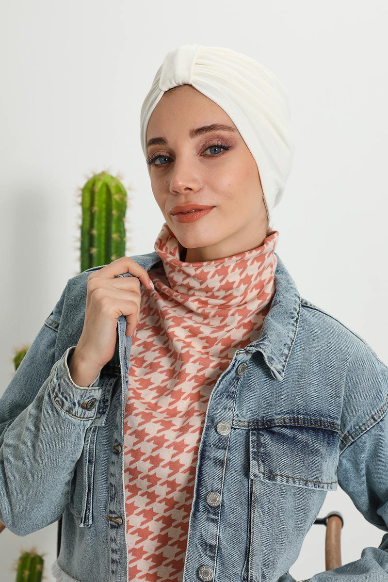 Gemütlicher, gerippter Winterturban aus Stretchmaterial für Krebspatientinnen, leicht zu tragender Instant-Turban-Hijab, weiches Chemo-Kopftuch für Frauen, B-68RB