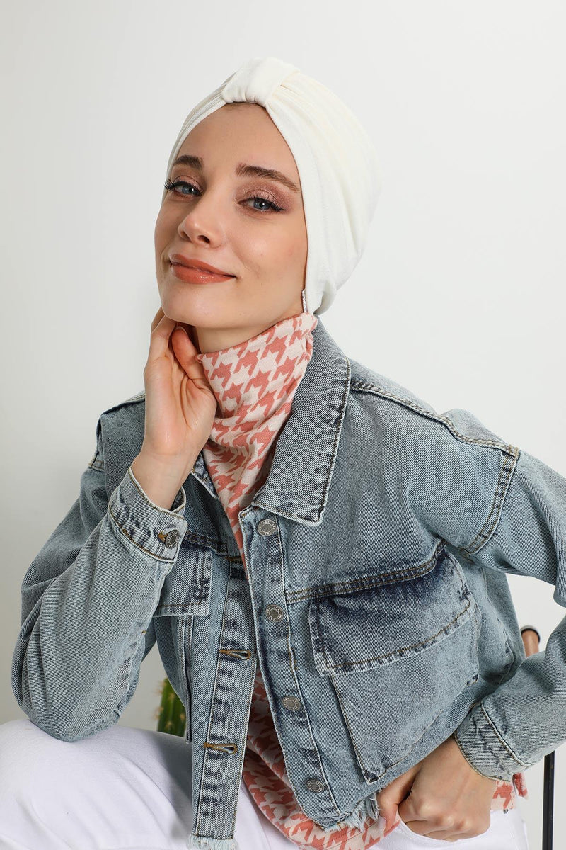 Gemütlicher, gerippter Winterturban aus Stretchmaterial für Krebspatientinnen, leicht zu tragender Instant-Turban-Hijab, weiches Chemo-Kopftuch für Frauen, B-68RB