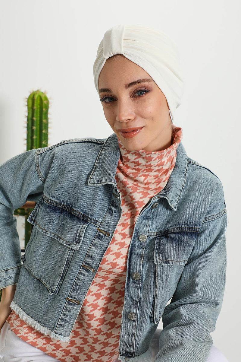 Gemütlicher, gerippter Winterturban aus Stretchmaterial für Krebspatientinnen, leicht zu tragender Instant-Turban-Hijab, weiches Chemo-Kopftuch für Frauen, B-68RB