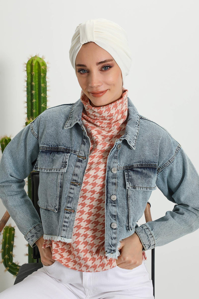 Gemütlicher, gerippter Winterturban aus Stretchmaterial für Krebspatientinnen, leicht zu tragender Instant-Turban-Hijab, weiches Chemo-Kopftuch für Frauen, B-68RB