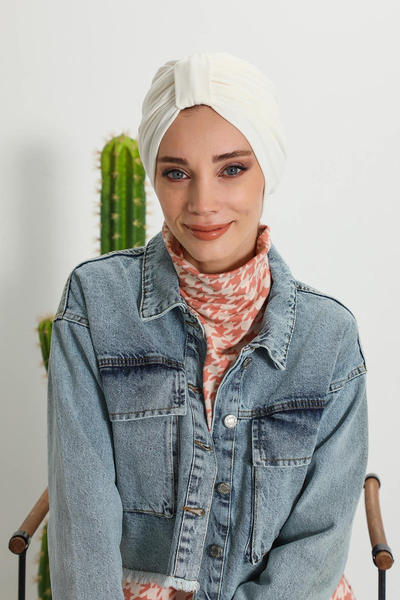 Gemütlicher, gerippter Winterturban aus Stretchmaterial für Krebspatientinnen, leicht zu tragender Instant-Turban-Hijab, weiches Chemo-Kopftuch für Frauen, B-68RB