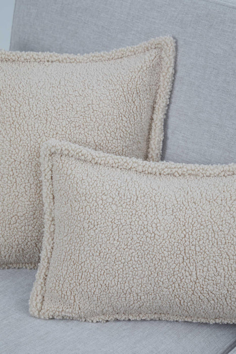 Cozy Teddy Lumbar Pillow Cover with Extremely Soft Touch, 20x12 Inches Plush Textured Cushion Cover for Living Room and Bedroom Decors,K-308