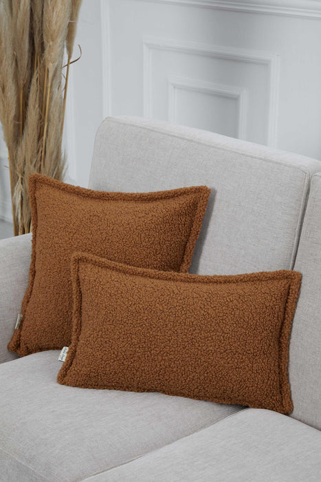 Cozy Teddy Lumbar Pillow Cover with Extremely Soft Touch, 20x12 Inches Plush Textured Cushion Cover for Living Room and Bedroom Decors,K-308