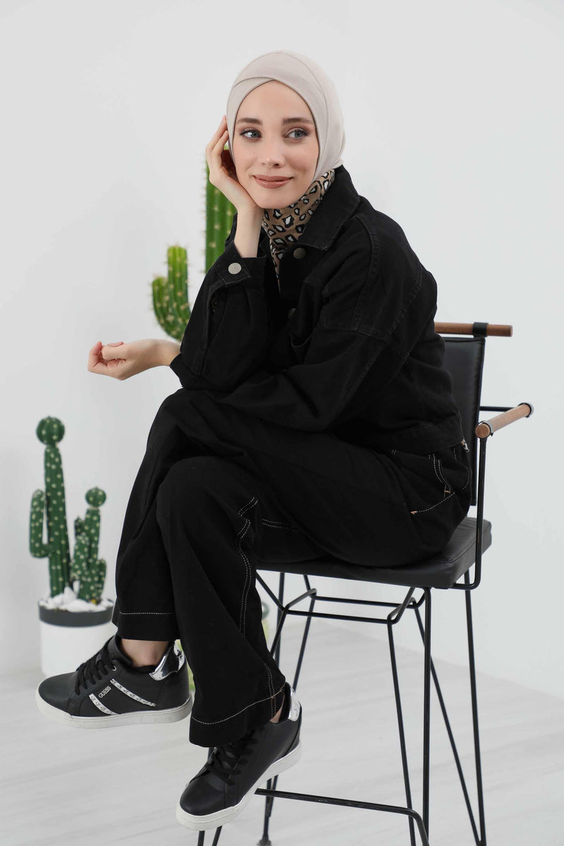 Cross-Stitch Design Inner Turban Bonnet for Women, One-Size Inner Turban Bonnet for Women, Simple Ribbed Winter Hijab Turban Bonnet,TB-4RB